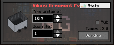 Onglet Vendre de l'hotel de Vente de NationsGlory